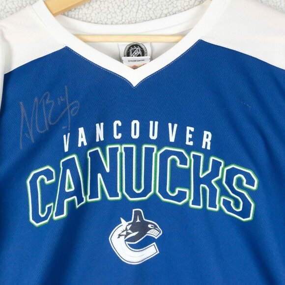Vancouver Canucks Jersey Mens Medium Burrows 14 Signed Blue Green NHL Hockey - Picture 2 of 7